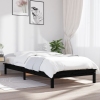 Estructura de cama madera maciza de pino negra 90x200 cm