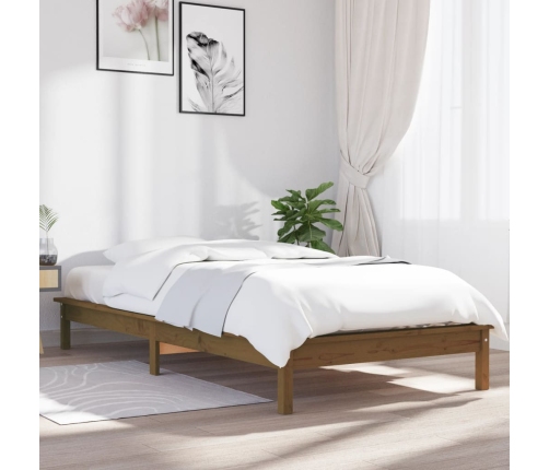 Estructura de cama madera maciza pino marrón miel 100x200 cm