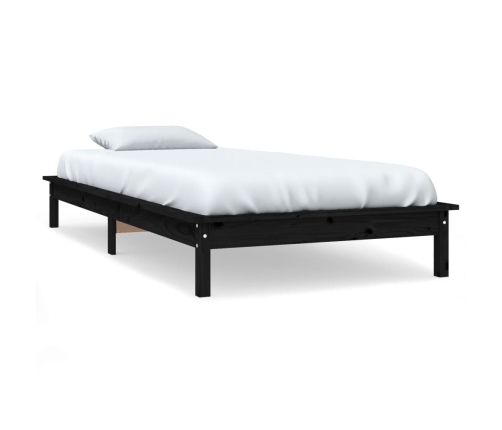 Estructura de cama madera maciza de pino negra 100x200 cm