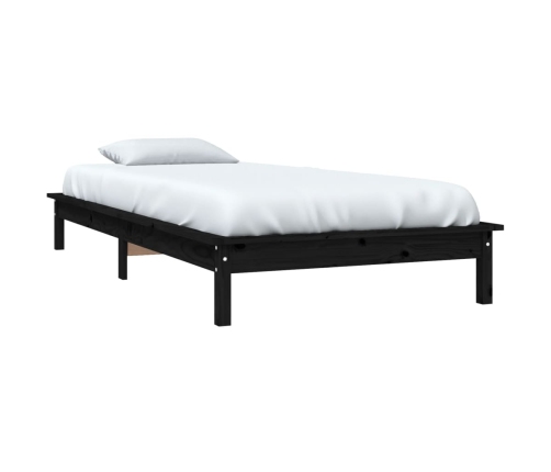 Estructura de cama madera maciza de pino negra 100x200 cm