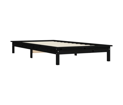 Estructura de cama madera maciza de pino negra 100x200 cm