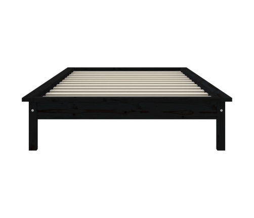 Estructura de cama madera maciza de pino negra 100x200 cm