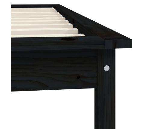 Estructura de cama madera maciza de pino negra 100x200 cm