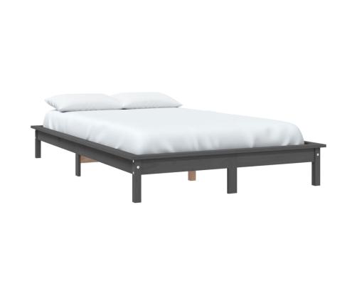 Estructura de cama madera maciza de pino gris 140x200 cm