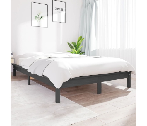 Estructura de cama madera maciza de pino gris 140x200 cm