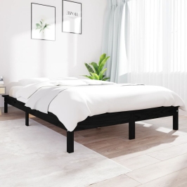 Estructura de cama madera maciza de pino negro 140x200 cm