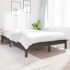 Estructura de cama doble sin colchón madera maciza gris