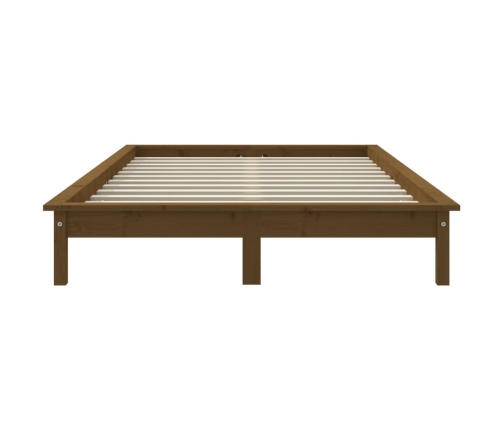 Estructura cama madera maciza de pino marrón miel 150x200 cm