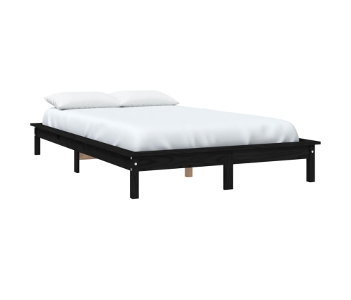 Estructura de cama de madera maciza pino negra 150x200 cm