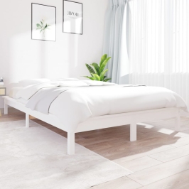 Estructura de cama de madera maciza de pino blanco 160x200 cm