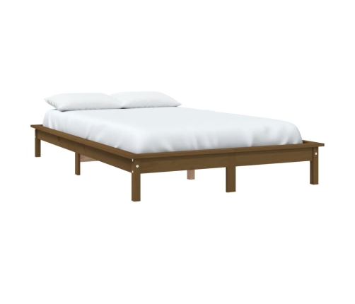 Estructura de cama madera maciza de pino marrón miel 200x200 cm