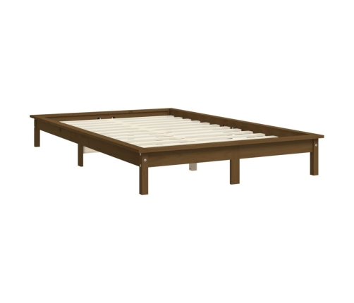 Estructura de cama madera maciza de pino marrón miel 200x200 cm