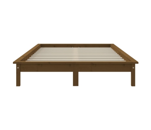 Estructura de cama madera maciza de pino marrón miel 200x200 cm