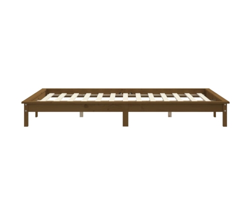 Estructura de cama madera maciza de pino marrón miel 200x200 cm