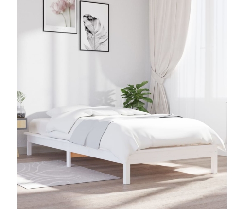 Estructura cama individual madera maciza pino blanco 90x190 cm