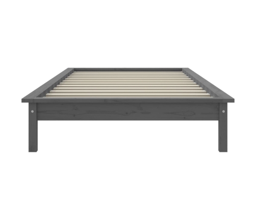 Estructura de cama madera maciza de pino gris 90x190 cm