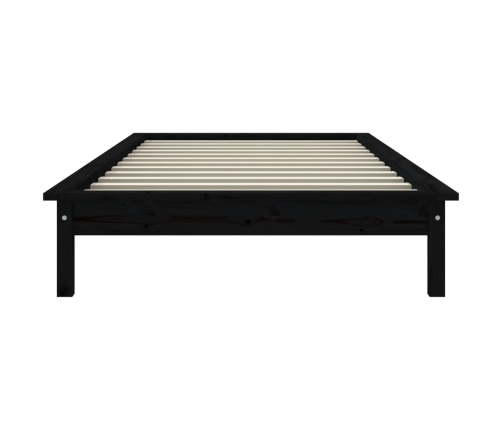 Estructura cama individual madera maciza pino negra 90x190 cm