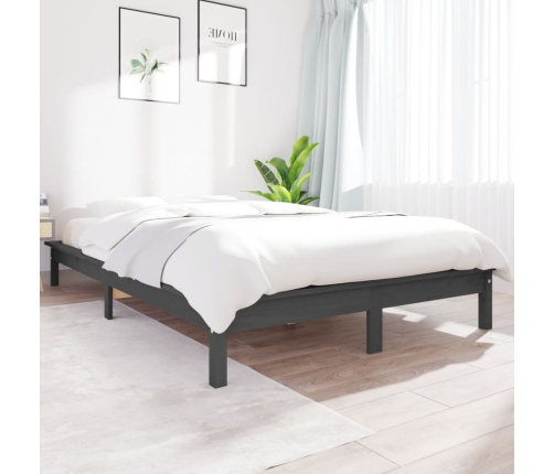 Estructura de cama madera maciza de pino gris 120x190 cm