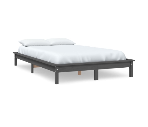 Estructura de cama madera maciza de pino gris 135x190 cm