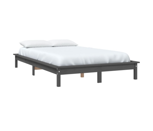 Estructura de cama madera maciza de pino gris 135x190 cm