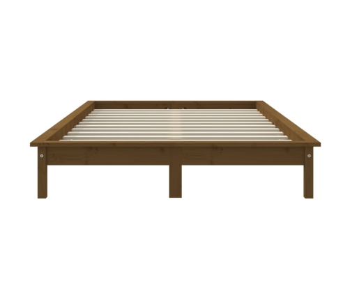 Estructura de cama madera maciza de pino marrón miel 135x190 cm