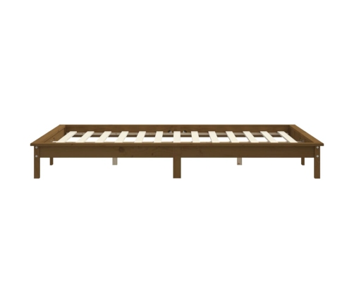 Estructura de cama madera maciza de pino marrón miel 135x190 cm