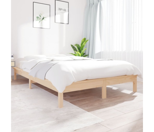 Estructura de cama sin colchón madera maciza de pino 140x190 cm