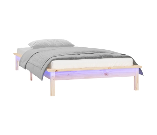 Estructura de cama LED sin colchón madera maciza 90x200 cm