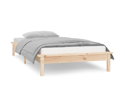 Estructura de cama LED sin colchón madera maciza 90x200 cm