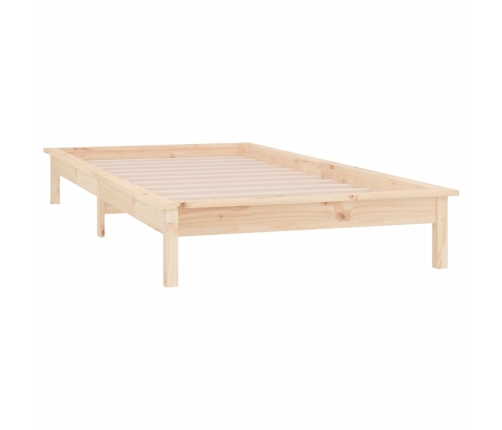 Estructura de cama LED sin colchón madera maciza 90x200 cm