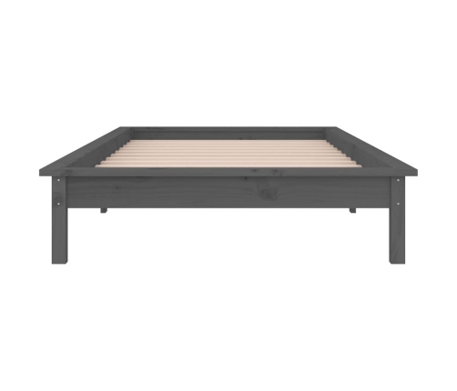 Estructura de cama con LED madera maciza gris 90x200 cm