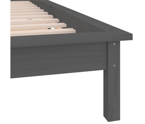 Estructura de cama con LED madera maciza gris 90x200 cm