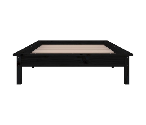 Estructura cama LED sin colchón madera maciza negro 90x200 cm