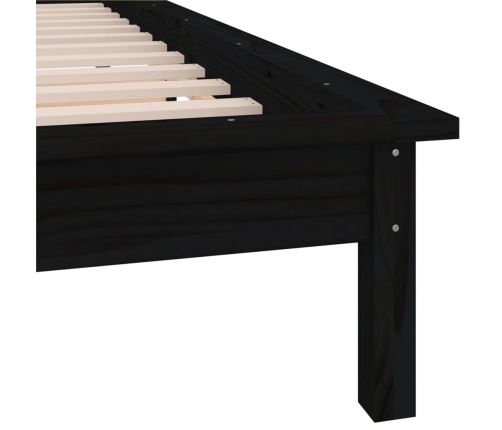 Estructura cama LED sin colchón madera maciza negro 90x200 cm