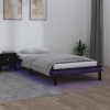 Estructura cama LED sin colchón madera maciza negro 90x200 cm