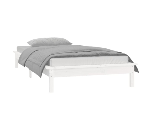 Estructura cama LED sin colchón madera maciza blanco 100x200 cm