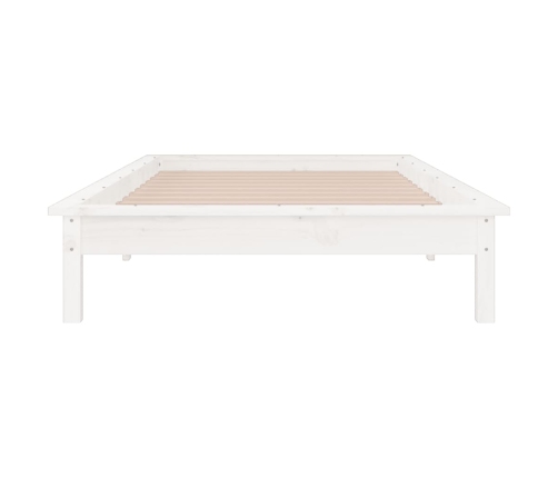 Estructura cama LED sin colchón madera maciza blanco 100x200 cm
