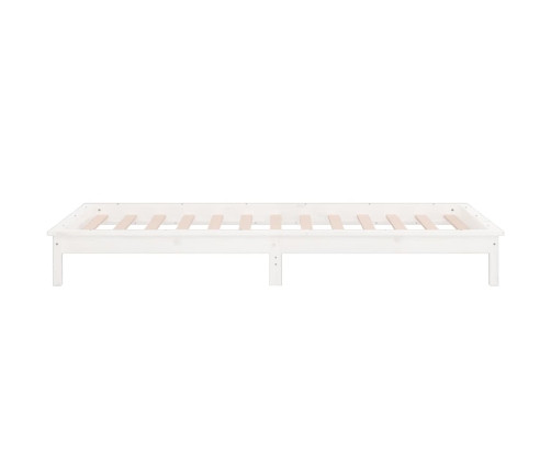 Estructura cama LED sin colchón madera maciza blanco 100x200 cm