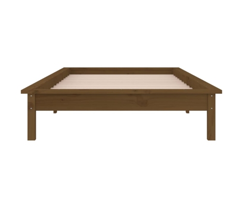 Estructura de cama con LED madera maciza marrón miel 100x200 cm