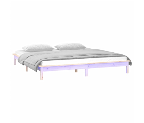 Estructura de cama LED sin colchón madera maciza 120x200 cm