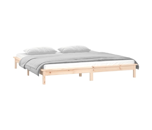 Estructura de cama LED sin colchón madera maciza 120x200 cm