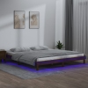 Estructura de cama con LED madera maciza marrón miel 120x200 cm