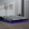 Estructura de cama con LED madera maciza negra 120x200 cm