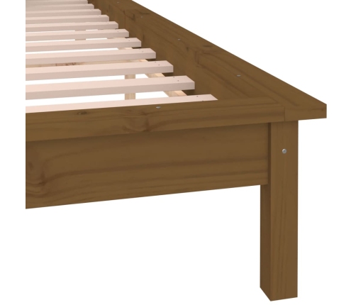 Estructura de cama con LED madera maciza marrón miel 140x200 cm