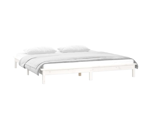 Estructura de cama con LEDs madera maciza blanca 150x200 cm