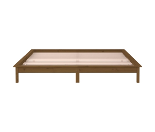 Estructura de cama con LED madera maciza marrón miel 150x200 cm