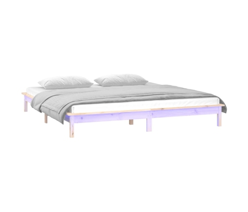 Estructura de cama con LED madera maciza 160x200 cm