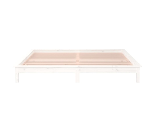 Estructura cama LED sin colchón madera maciza blanco 160x200 cm