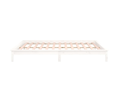 Estructura cama LED sin colchón madera maciza blanco 160x200 cm