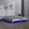 Estructura cama LED sin colchón madera maciza blanco 160x200 cm